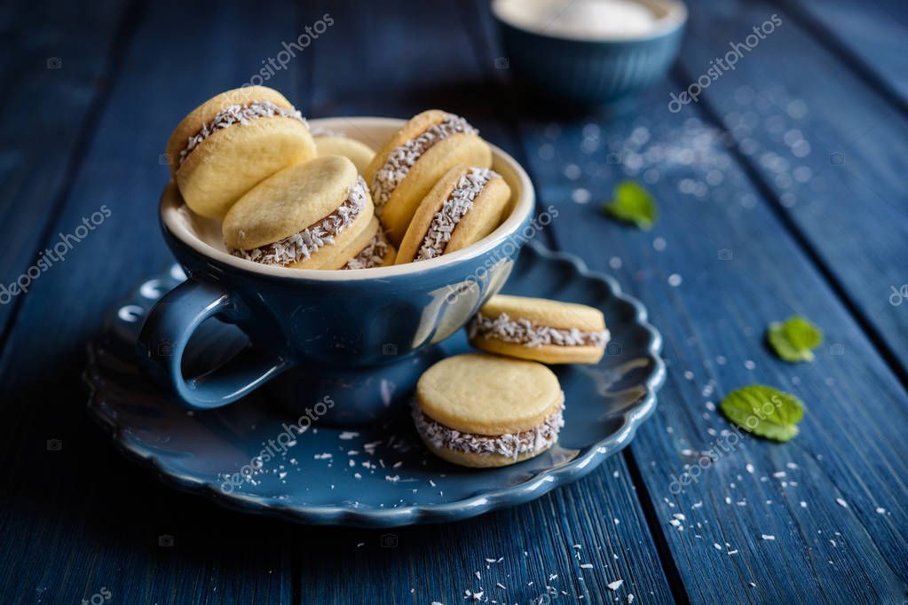 Biscotti e wafer sudamericani disposti su un piatto.